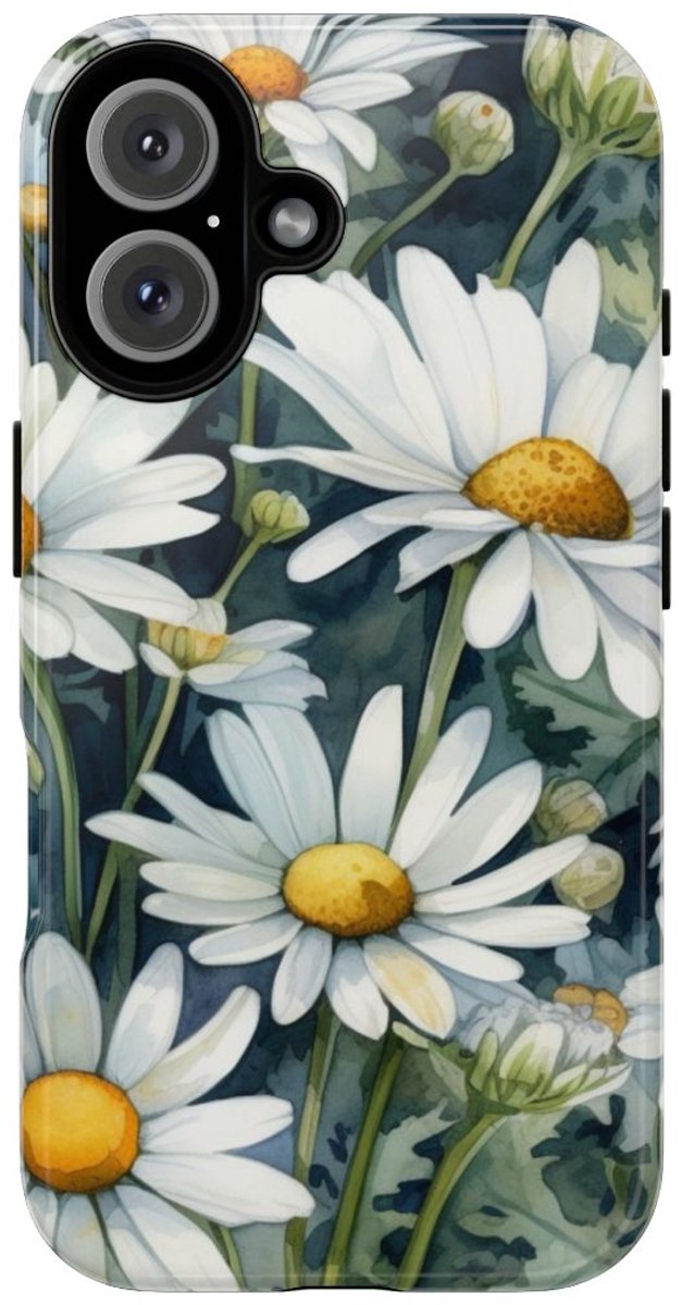 Witte Kamillebloemen in Aquarel – Telefoonhoesje Geschikt voor iPhone 16