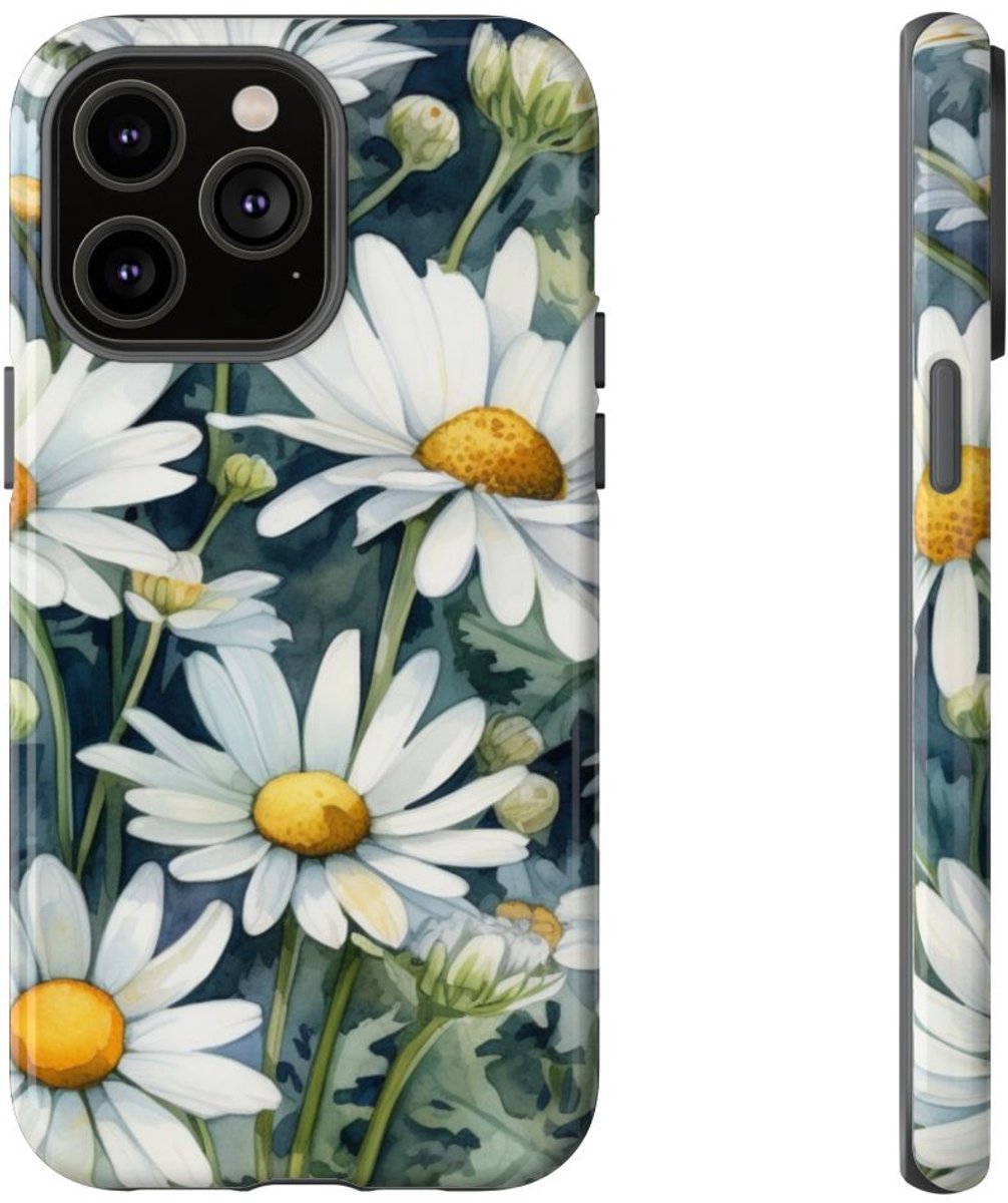 Witte Kamillebloemen in Aquarel – Telefoonhoesje Geschikt voor iPhone 14 Pro Max