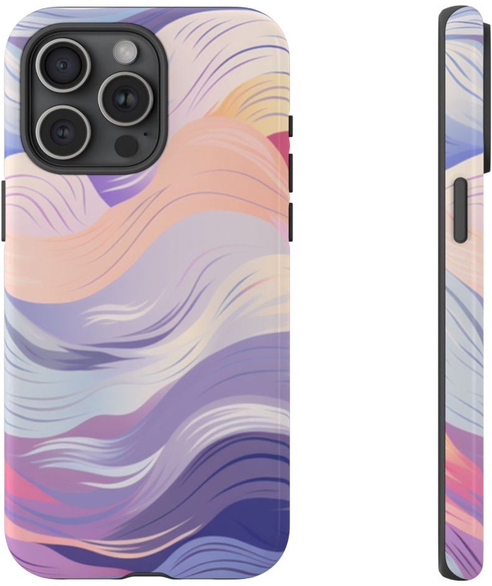 Kleurrijk Abstract Golfpatroon – Telefoonhoesje Geschikt voor iPhone 15 Pro Max