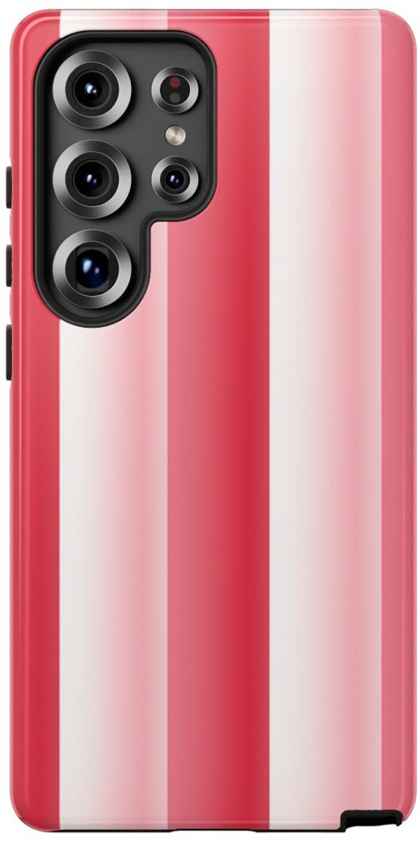 Rood-Wit Gestreept Patroon – Telefoonhoesje Geschikt voor Galaxy S25 Ultra