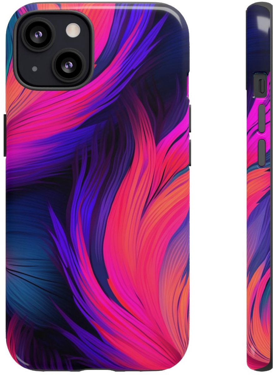 Levendige Neon Abstracte Stroom – Telefoonhoesje Geschikt voor iPhone 13