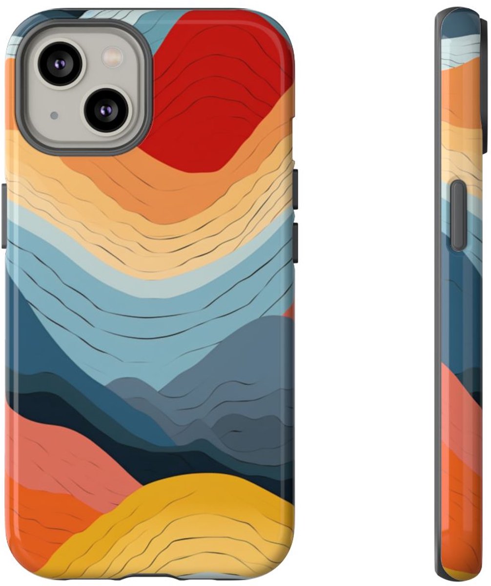 Abstracte Kleurrijke Bergen – Telefoonhoesje Geschikt voor iPhone 14