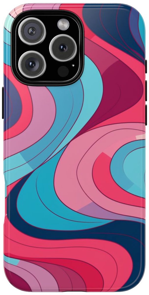 Retro Golvend Abstract Patroon – Telefoonhoesje Geschikt voor iPhone 16 Pro Max