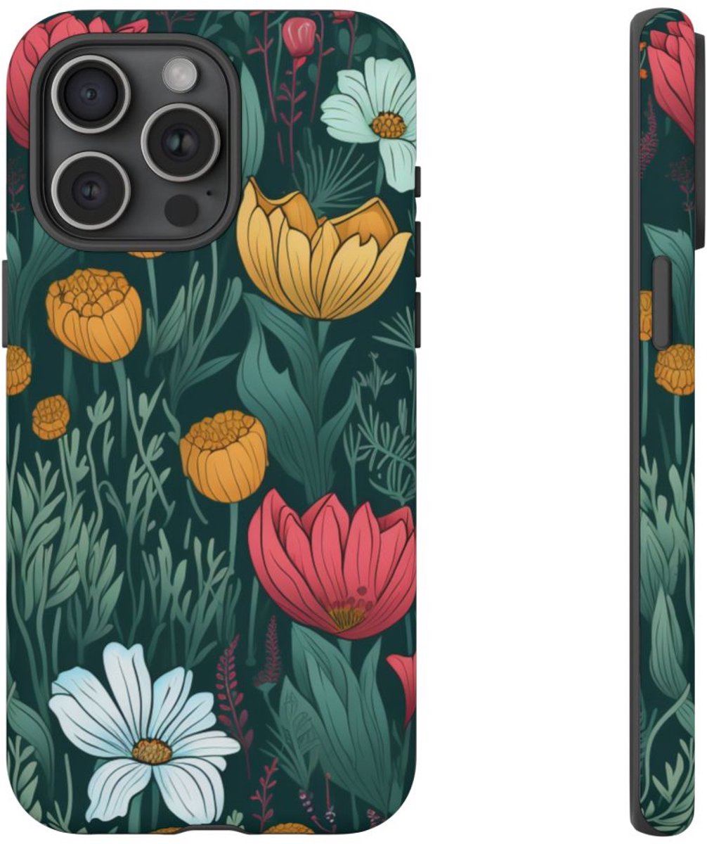 Kleurrijk Bloemenpatroon – Telefoonhoesje Geschikt voor iPhone 15 Pro Max
