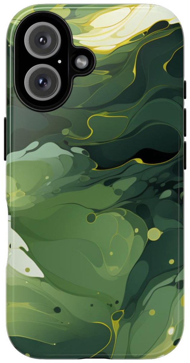 Groene Suminagashi Marmer Abstract – Telefoonhoesje Geschikt voor iPhone 16