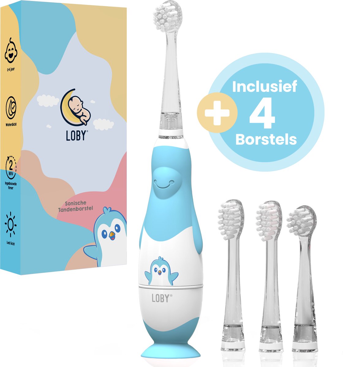 Premium Baby tandenborstel - Elektrische tandenborstel kind - Met Timer - 0 t/m 4 Jaar - Blauw