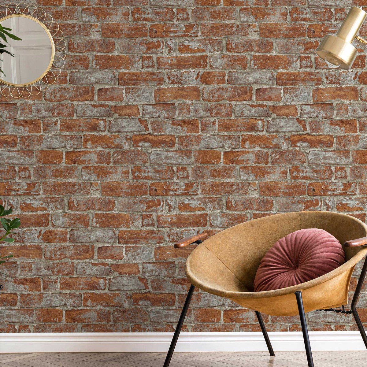 Steen behang rood, 3D behang voor de woonkamer, BRICOFLOR.nl