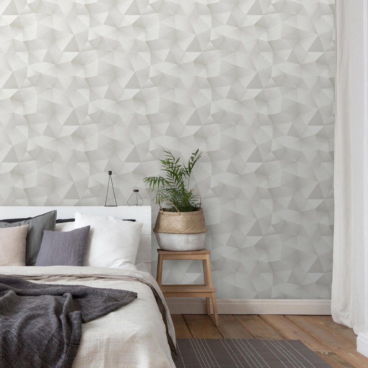 3D behang modern, Lichtgrijs behang woonkamer, BRICOFLOR.nl