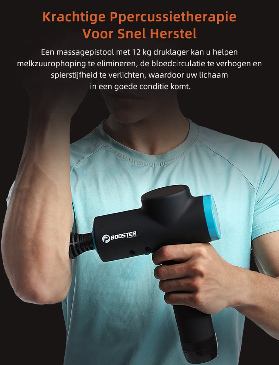 Afbeelding 2 van Massage Gun Professioneel - Massage Pistool Inclusief Koffer en 6 Opzetstukken - Massage Apparaat - Geschikt voor sport en ontspanning