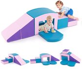 Blocs de construction en mousse COSTWAY 6 pièces, blocs de construction souples avec mélodie, escaliers et rampe, blocs de construction géants pour grimper et jouer, grands blocs de construction en mousse, blocs d'escalade d'intérieur pour enfants