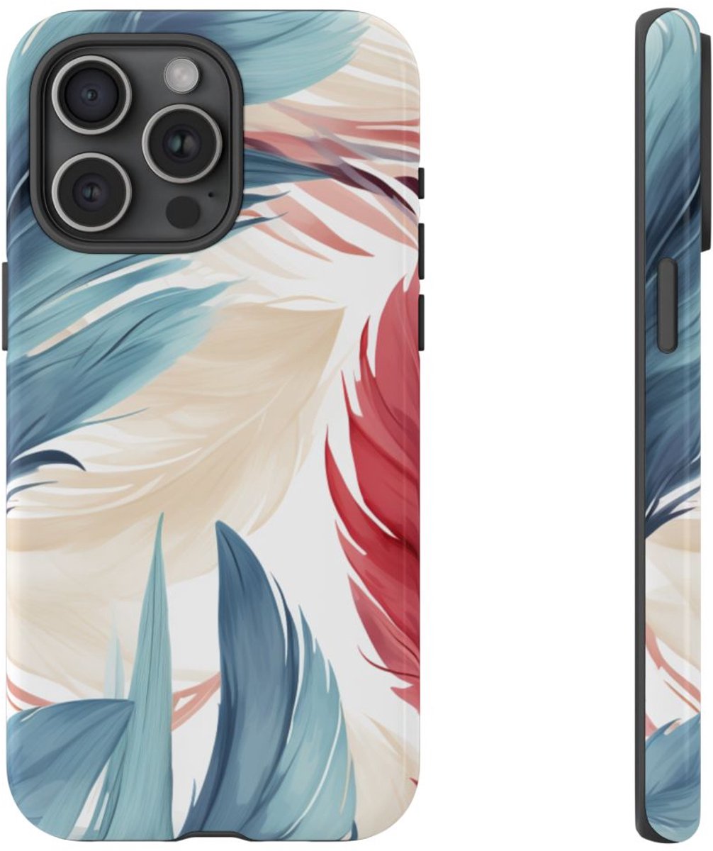 Blauw-Rood Verenpatroon – Telefoonhoesje Geschikt voor iPhone 15 Pro Max