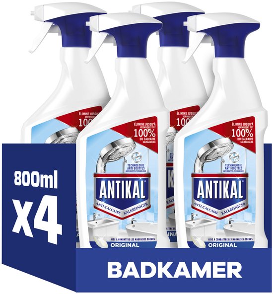 Foto: Antikal classic badkamer anti kalkaanslag spray 4 x 800ml