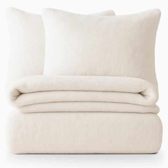 dekbedovertrek Decoware® Teddy Fleece - blanc - 260x220 + 60x70 cm