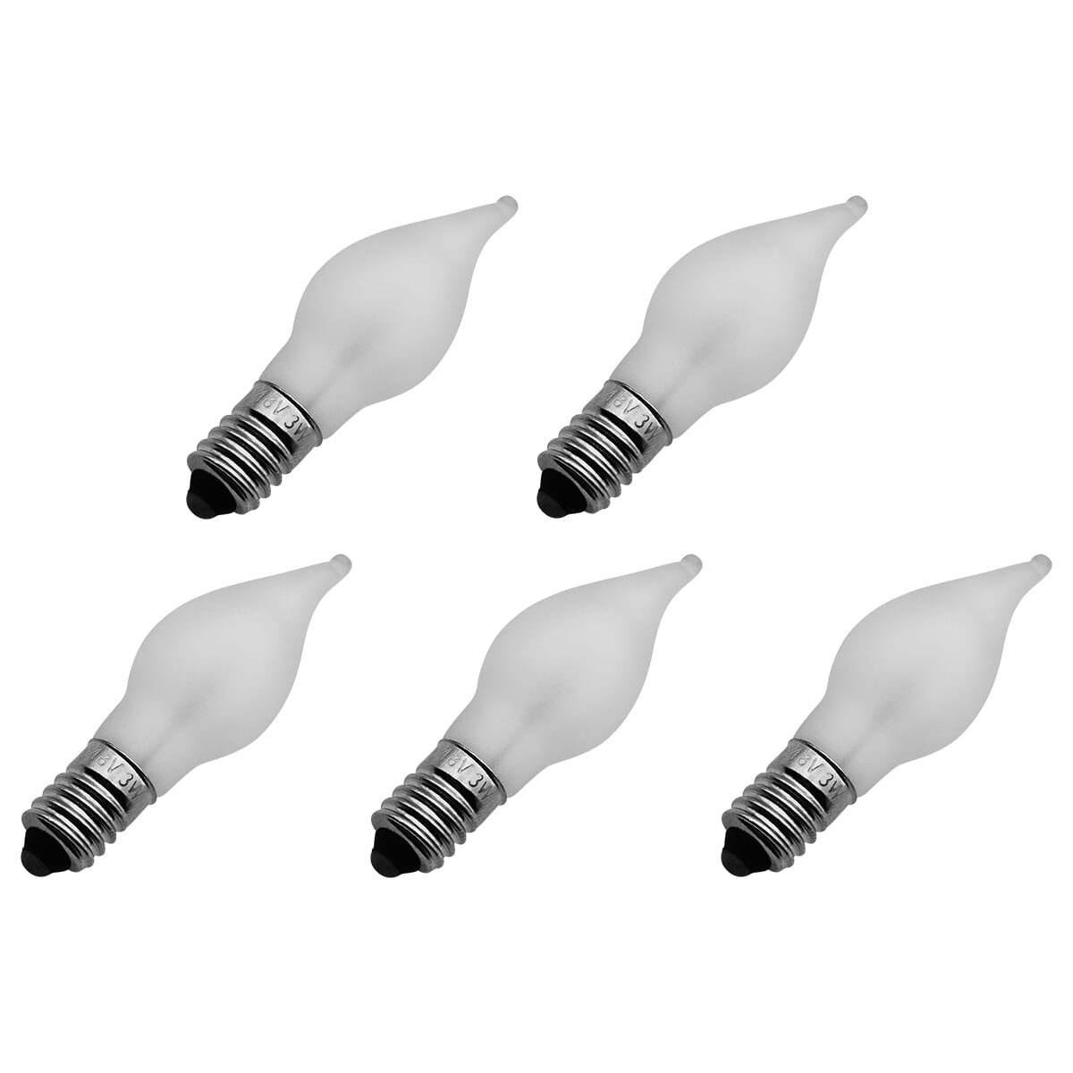 Reserve Kerstlampjes E10 - 5 stuks - Wolfraam - 48V/3W - Warm Wit Licht - 2200K - 13 Lumen - Dimbaar - Mat - Klassiek model