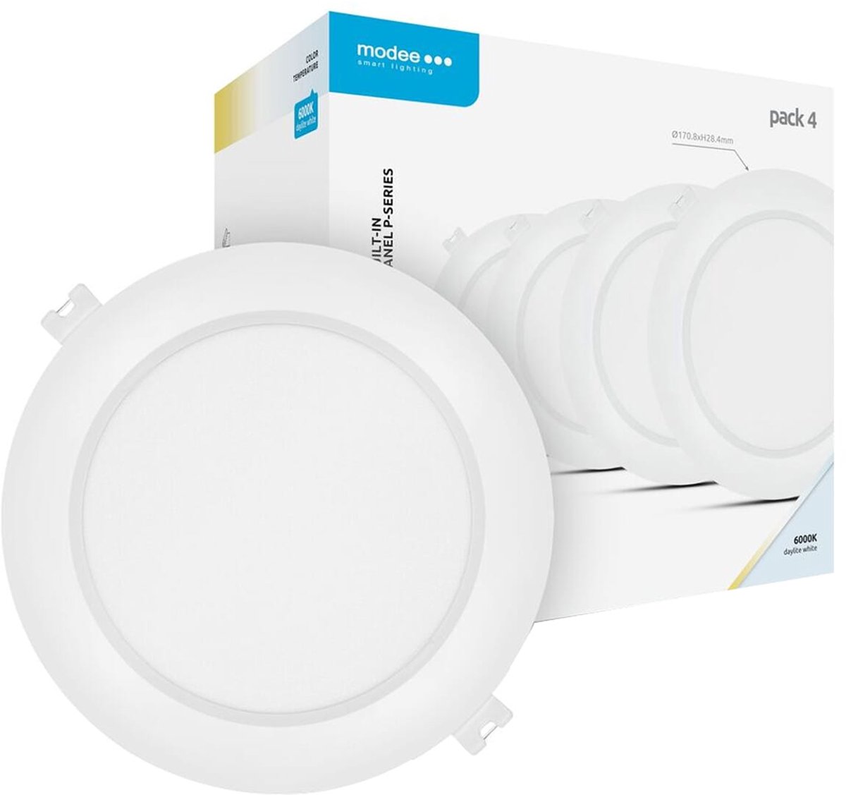 Modee LED Paneel Rond Inbouw - 12W - 1320lm - 17x2.8cm - 6000K - Koel Wit - Voor Kantoor, Winkel of Werkruimte - 4 stuks