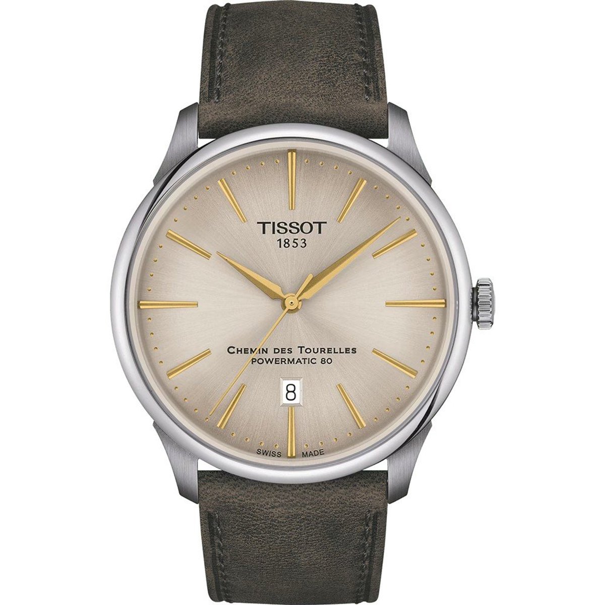 Tissot Chemin des Tourelles T1394071626100 Horloge - Leer - Bruin - Ø 42 mm