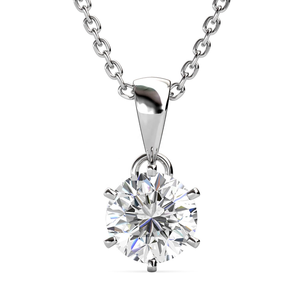 Titanix Ketting Dames – 1 Karaat Moissanite met GRA-Certificaat (Diamant Alternatief) - 925 Sterling Zilver, 18k Witgoudverguld – Mooie Elegante Ketting