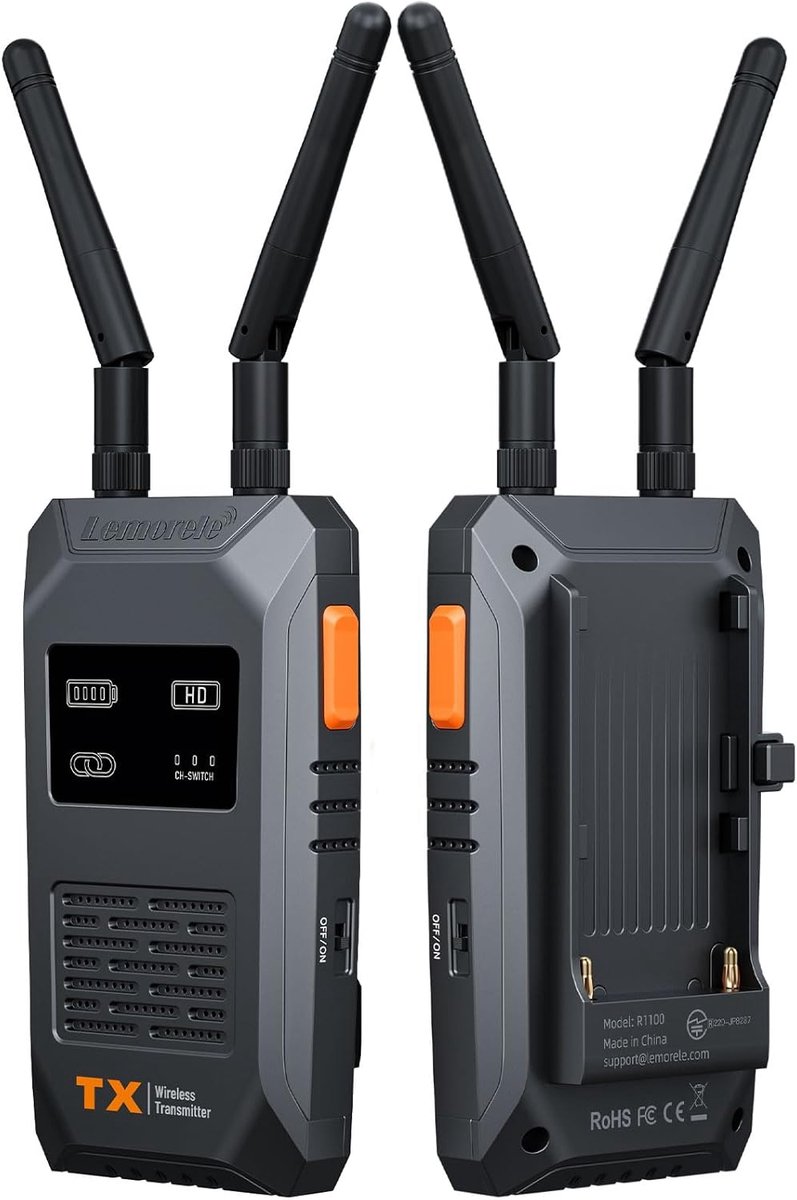 Lemorele R1100 – Draadloos HDMI Video Transmissiesysteem – 200m Bereik – 1080P@60Hz – Ultra Lage Latentie 0.05s – Plug & Play – Voor Camera, Projector & Laptop (1TX + 1RX)