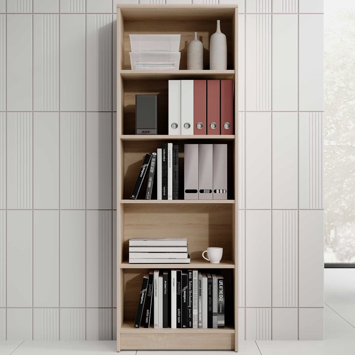 Boekenkast Viviane 60x172cm - Eik - Emob - Boekenkast - Bruin - Spaanplaat