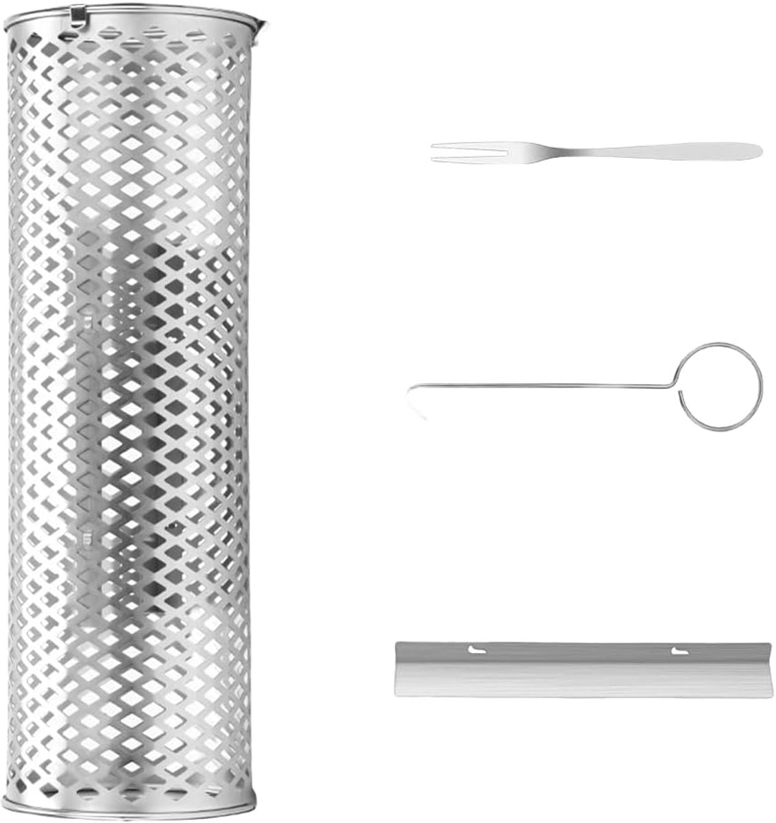 Barbecue gereedschapset - Rollende RVS Outdoor Barbecue Mand, 30x10cm Grillplaat