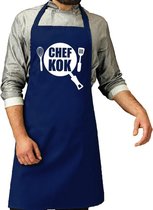 Chef kok barbeque schort / keukenschort kobalt blauw voor her