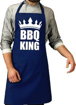 BBQ King barbeque schort/keukenschort kobalt blauw voor heren - bbq schorten