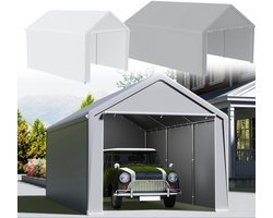 Magazijn Tent Tentgarage Grote carport Garagetent Autoluifel Garageluifel Opslagtent UV-bestendig Waterdichte Shelter zonder oprolbaar raam (3x6 m, wit)