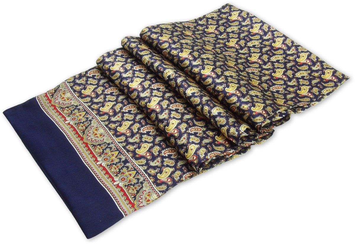 Zijden Herensjaal - Luxe Fashion Sjaal van 100% Zijde - Vintage Paisley Navy