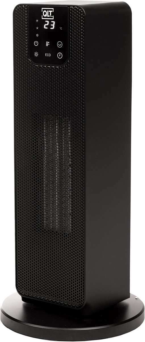 QLT Keramische Kachel met Gloeieffect – Elektrische Torenkachel met PTC Keramisch Verwarmingselement - Verwarming met ECO-modus en LCD-Display – Zwart