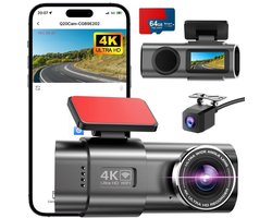 SNJY® Dashcam voor Auto - Auto Camera - Dashcam Voor en Achter - 4K - Zwart - 64 GB