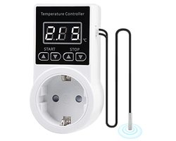 Temperatuurregelaar temperatuurschakelaar - temperatuurregelaar 230 V met sensor, waterdichte thermostaat verwarming, smart thermostaat, stopcontact voor broeikas, terrarium, aquarium, kieming van