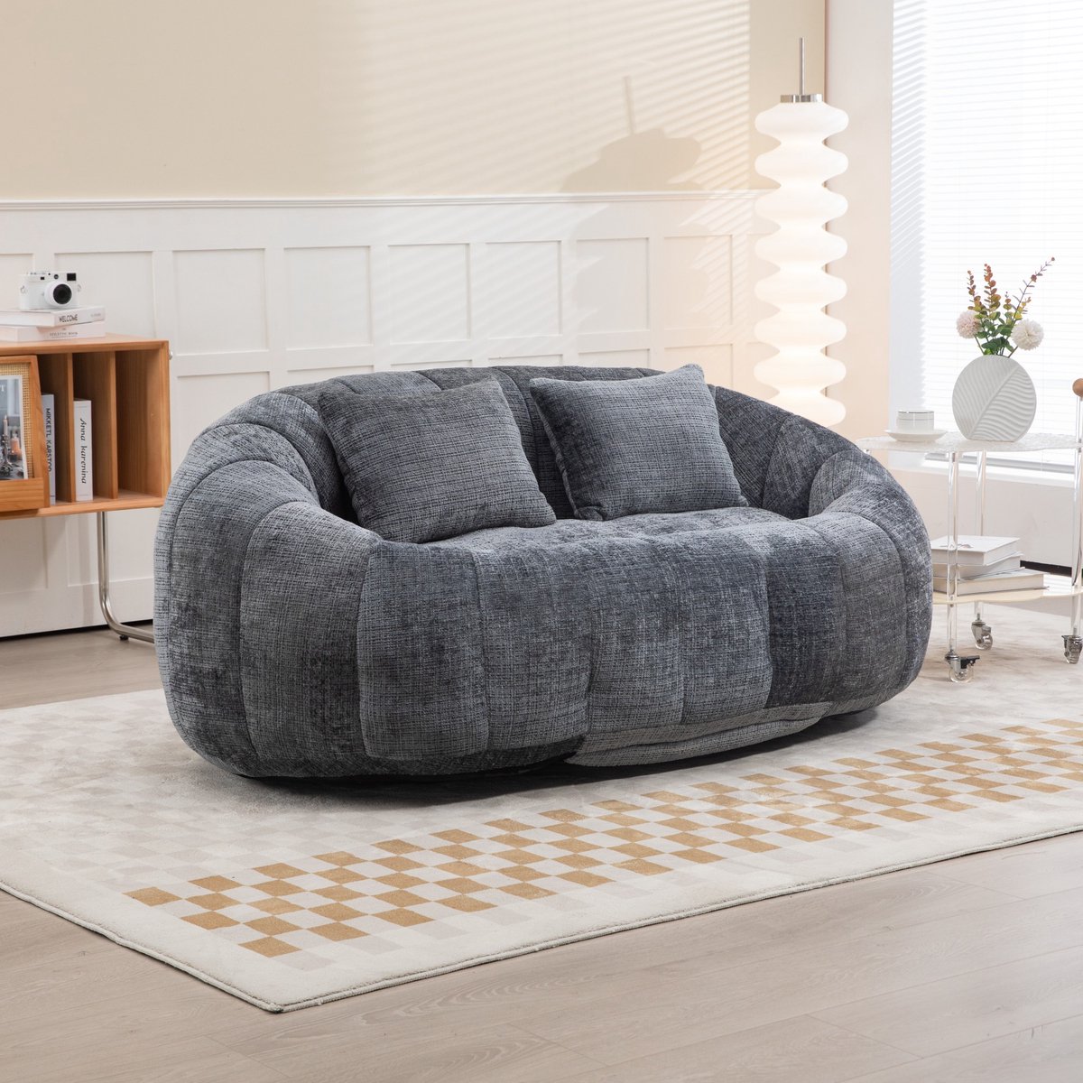 PHOEBE CAT Zitzak - Loungestoel - Tweezitsbank - Fauteuil - Met 2 kussens - Grijs