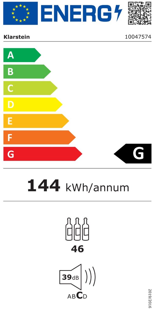 Klarstein Illuminosa onderbouw wijnkoelkast - 46 flessen, - afbeelding 2