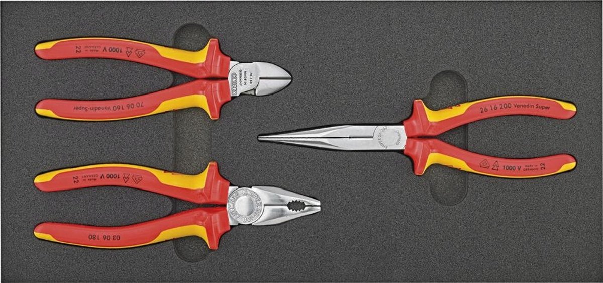 Knipex VDE Tangenset in Schuimmodule voor Gereedschapswagen