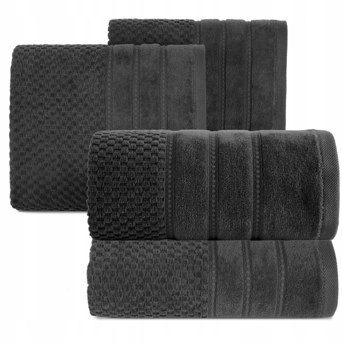 Zwarte Katoenen Handdoekenset (2x 70x140cm, 2x 50x90cm) 500 GSM