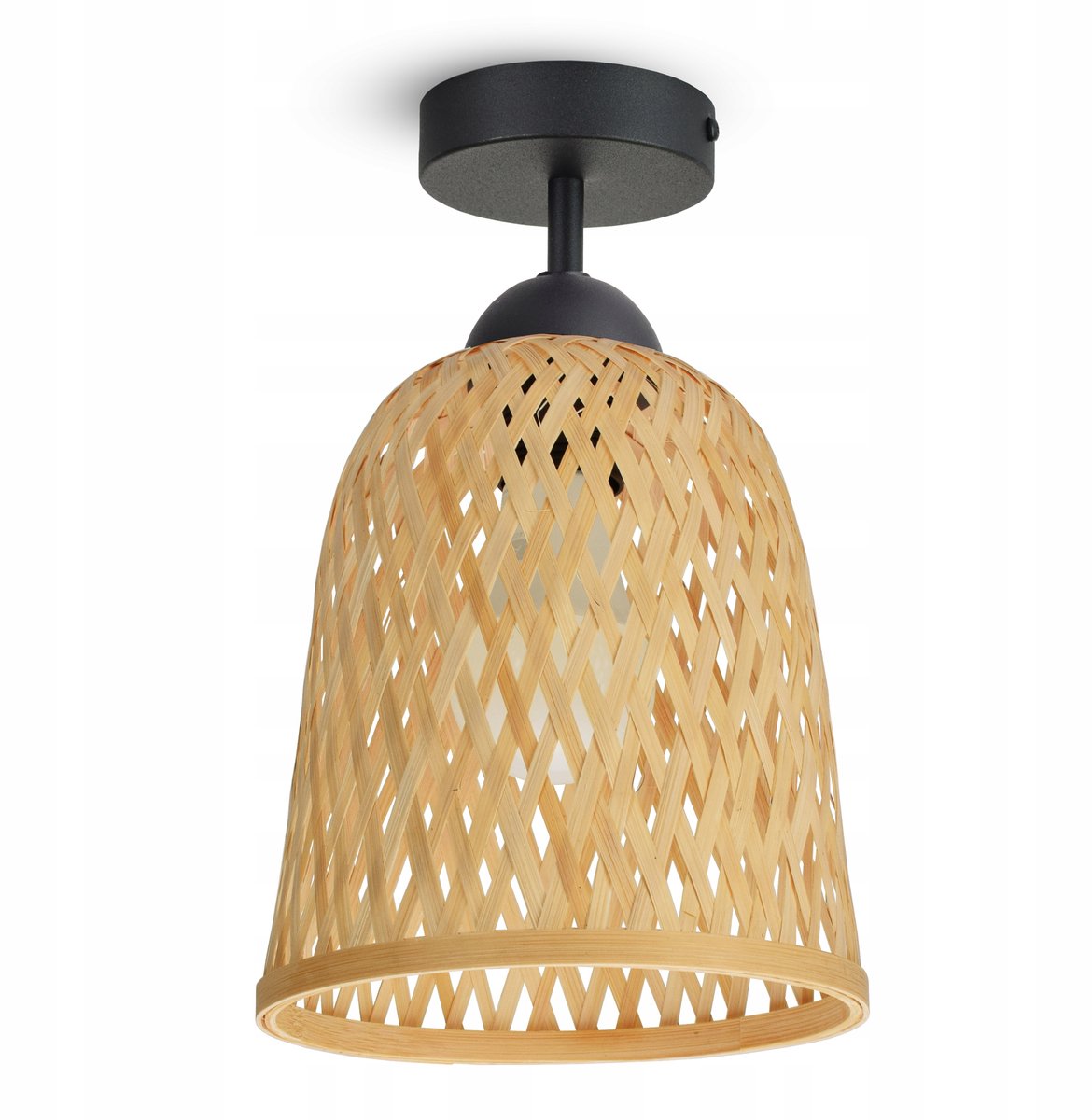 Luxe Bamboe Plafondlamp Zwart/Natuurlijk LED E27 Boho Stijl