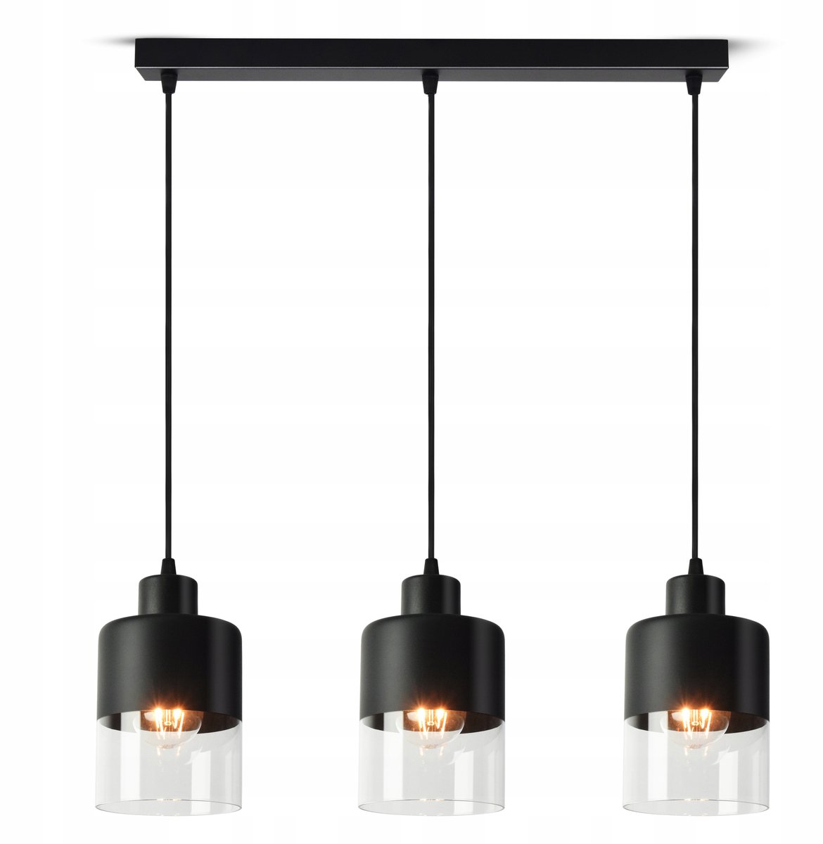 Dual Glass Hanglamp Zwart LED E27 568-BZ3