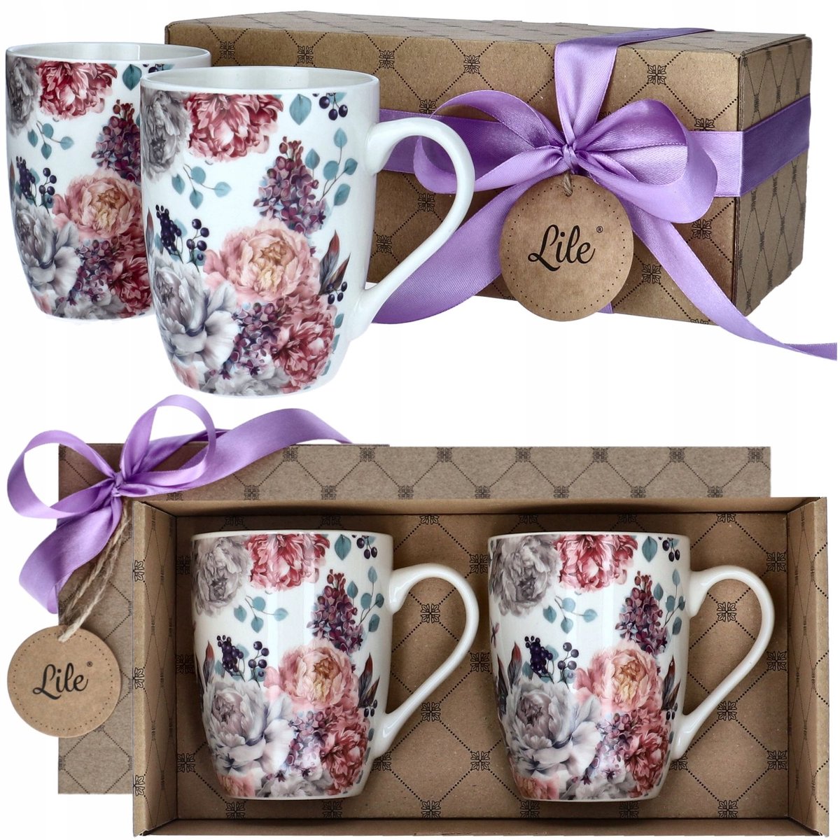 Luxe Porseleinen Mokken Set (2 stuks) - 315 ml - Bloemendessin
