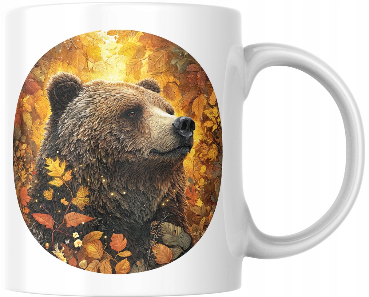 Mok met beer in herfstlandschap - 330ml Keramiek