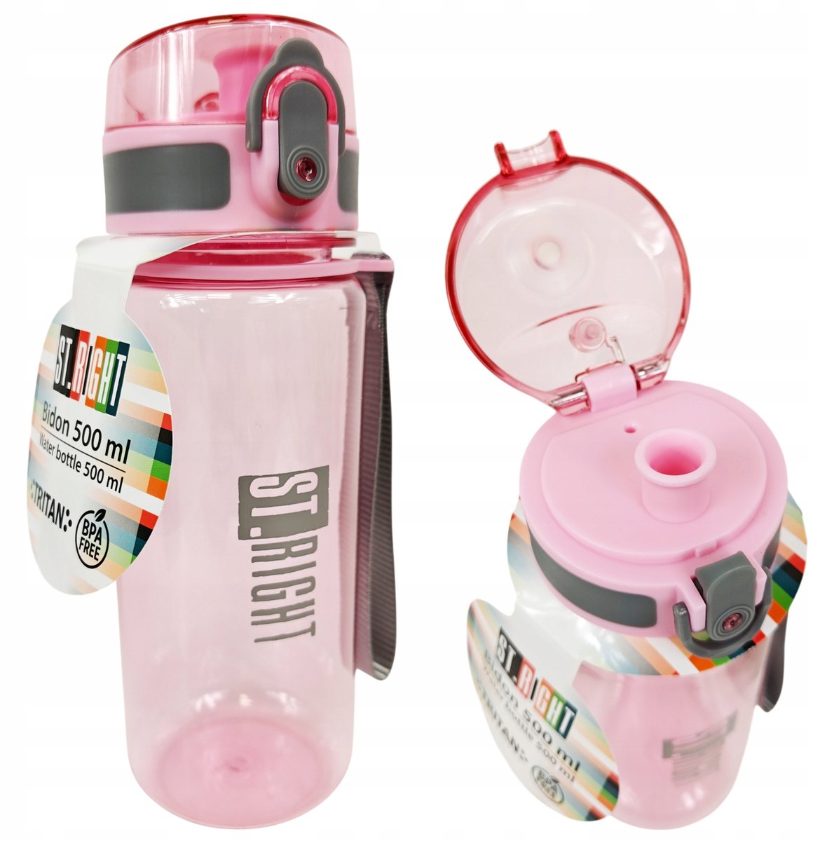 St.Right Bidon 500 ml - Drinkfles Roze & Grijs voor Kinderen