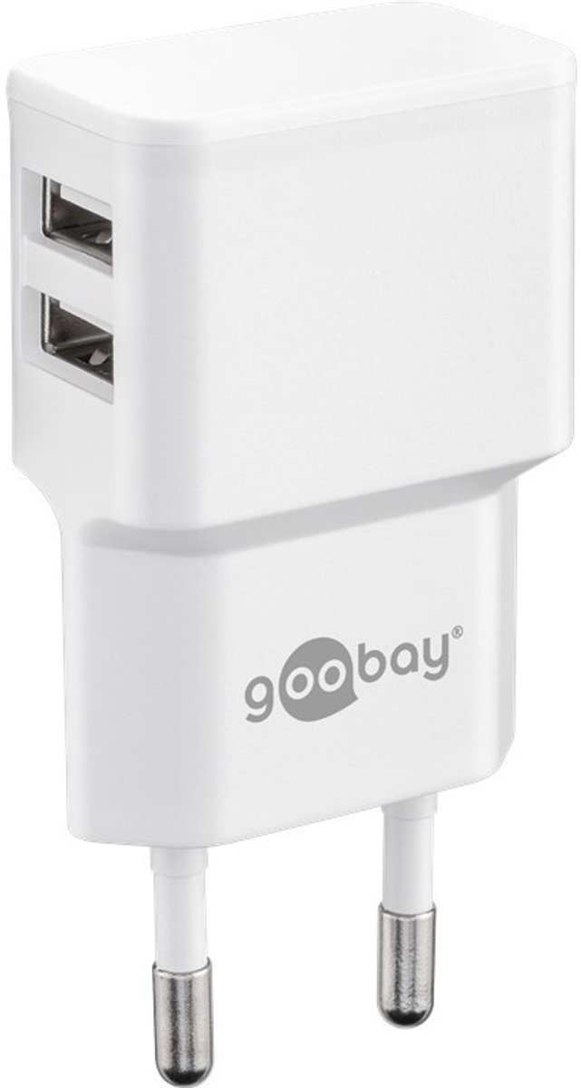 Goobay USB thuislader met 2 poorten - haaks - 2,4A / wit