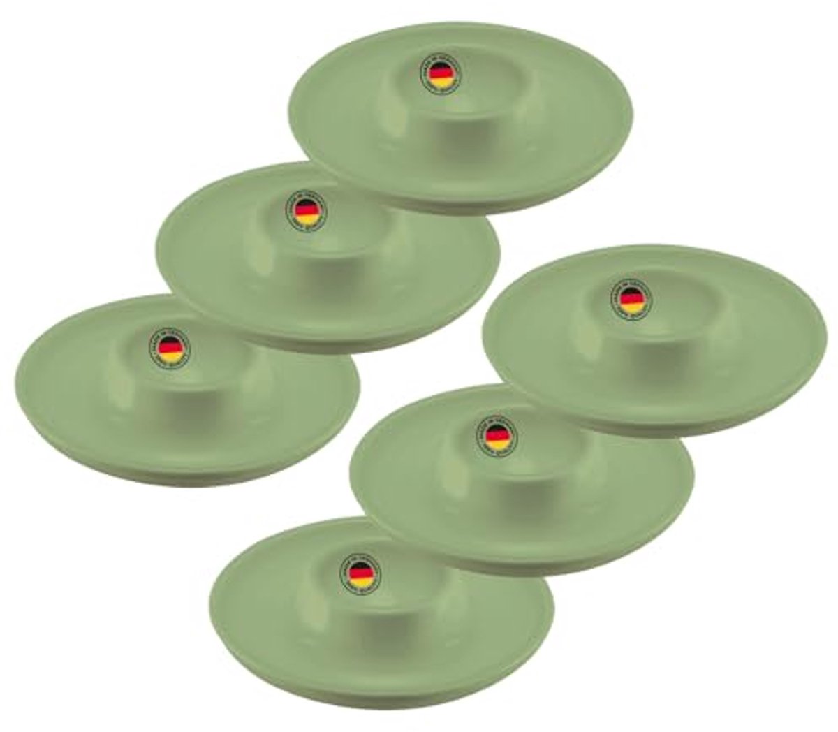 Eierdopjes en Eierlepels Set - 6 Stuks Rond - Hoogwaardig Kunststof - Mintgroen