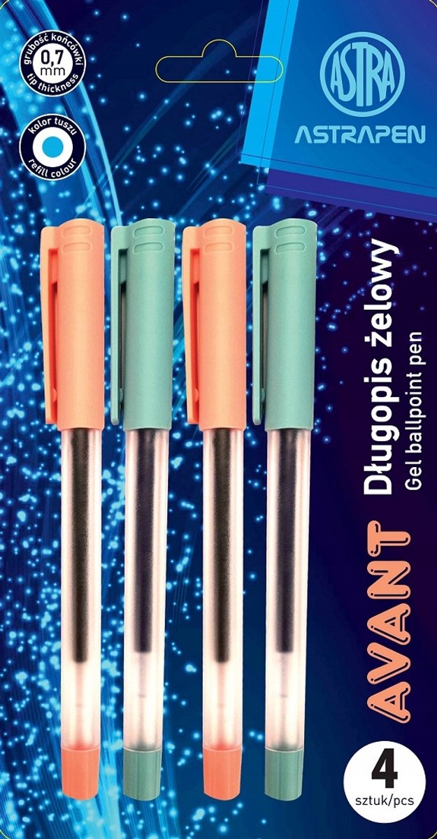 Astra Avant Gelpen Set - 4 Stuks, Blauwe Inkt, 0.5mm