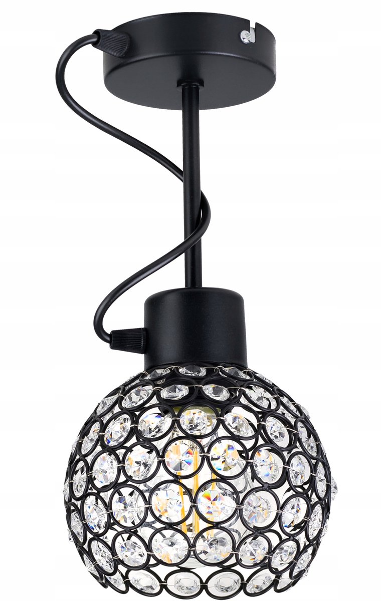 Hanglamp Kristal Zwart E27 - Stijlvolle Plafondlamp