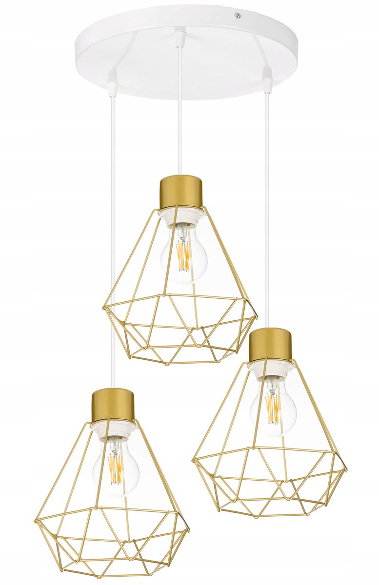 Gouden Draad Hanglamp Diamant Stijl E27 3 lichtpunten