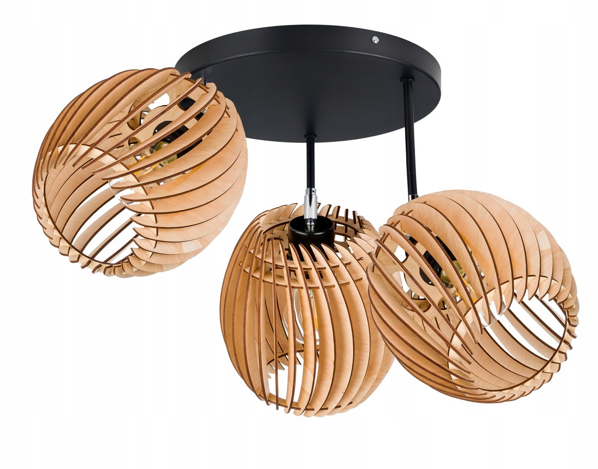Houten Hanglamp met 3xE27 Fitting - Verstelbaar - Loft Stijl