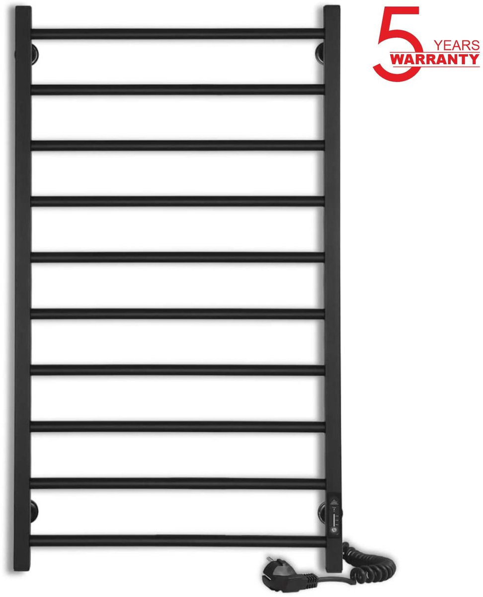 Elektrische handdoekradiator ALFA 500x900 met ECO-timer, 185W, Zwart