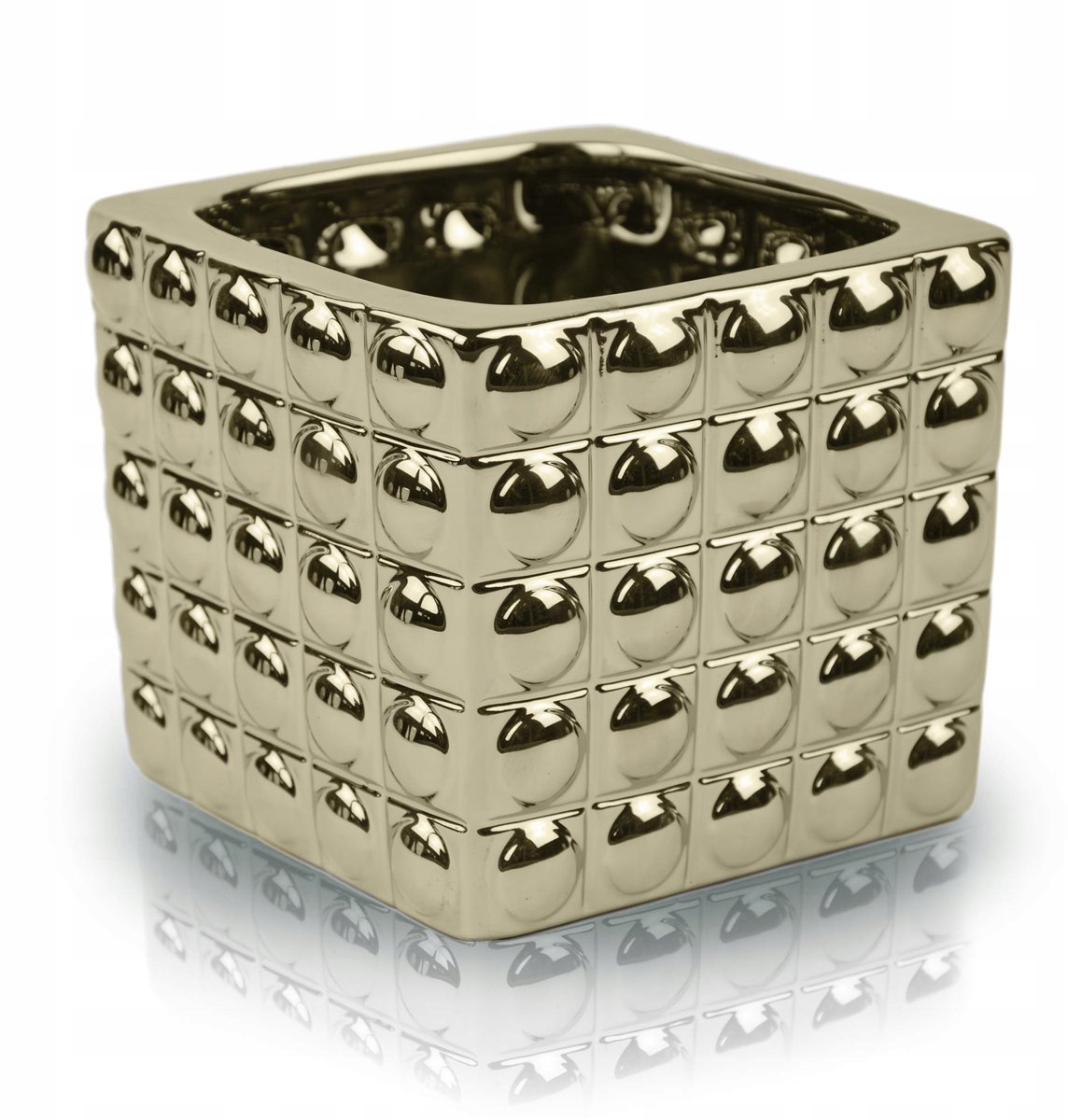 Gouden Keramische Pot met Glazuur, 14 x 13 cm