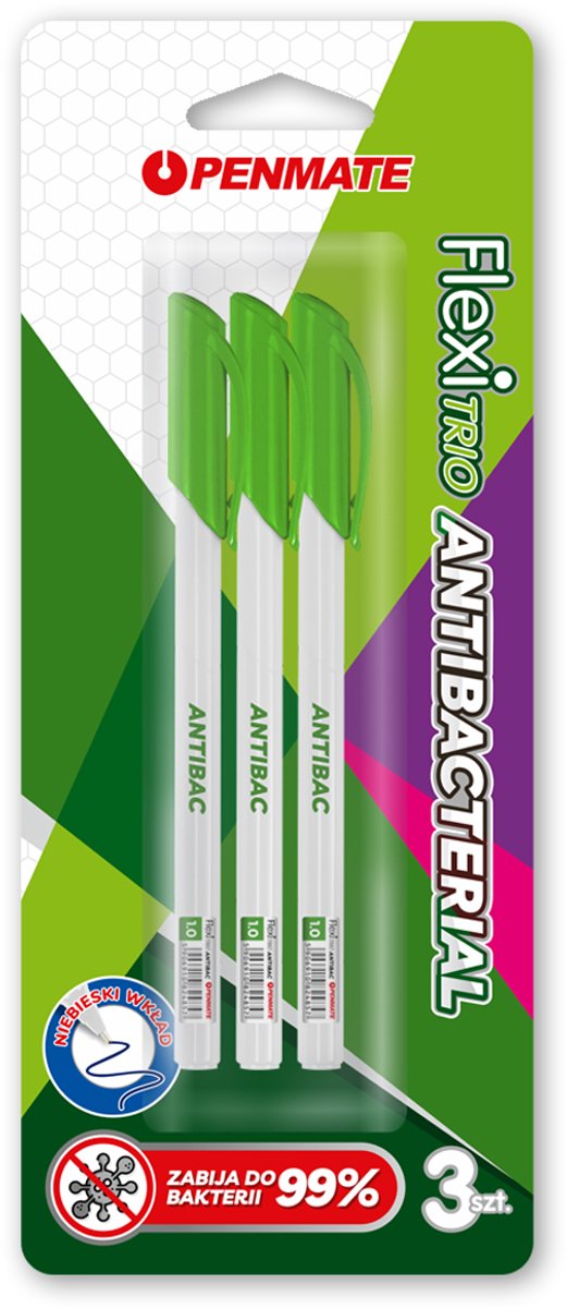 Penmate Flexi Trio Jet Antibacteriële Pen - 3 Stuks
