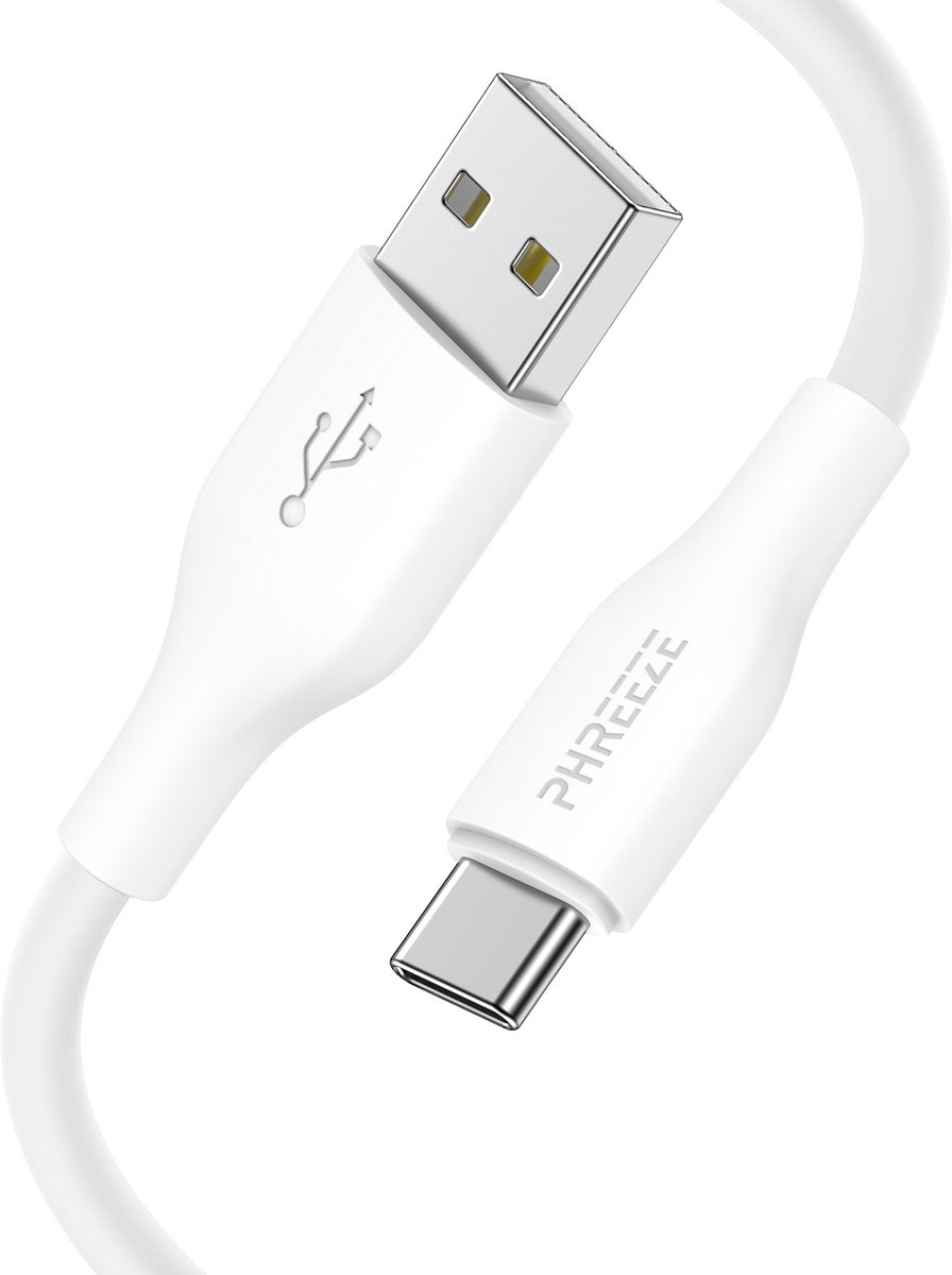Usb A naar usb C kabel 1m - Soepel tpe - Oplaadkabel usb C - Usb usb C kabel - Wit - Phreeze